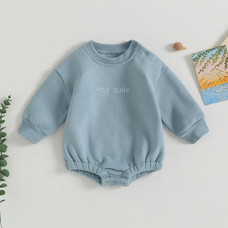 Boys Warm Embroidered Little Dude Bubble