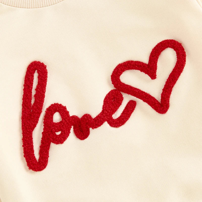 Boys Embroidered Love Sweatshirt Pant Set