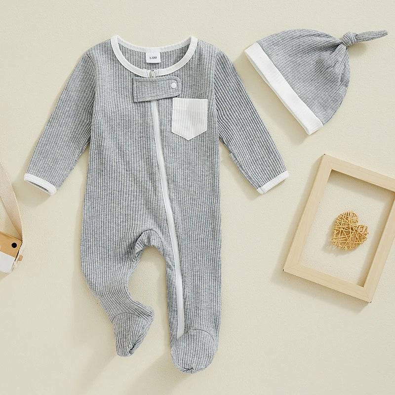 Baby Ribbed Zip Pajamas, Unisex