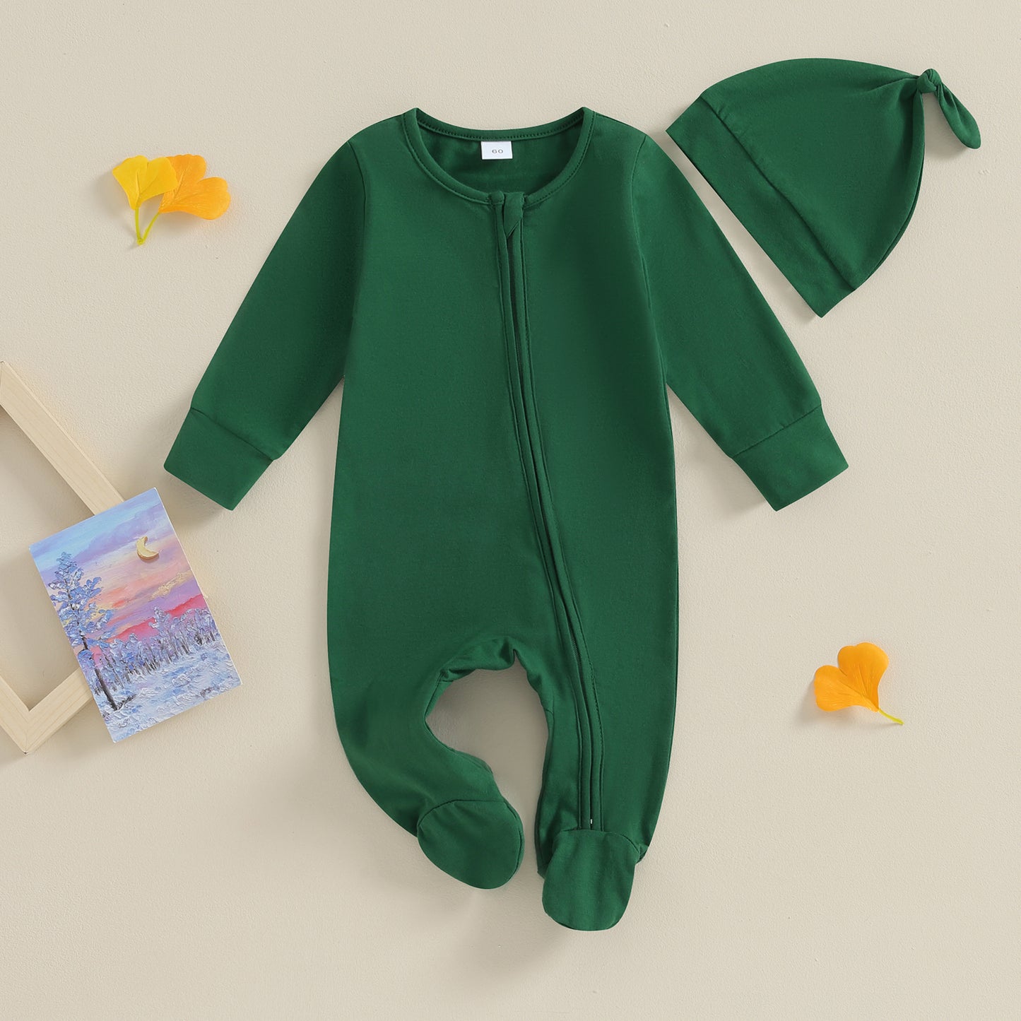 Full Zip Pajama Hat Set, Unisex