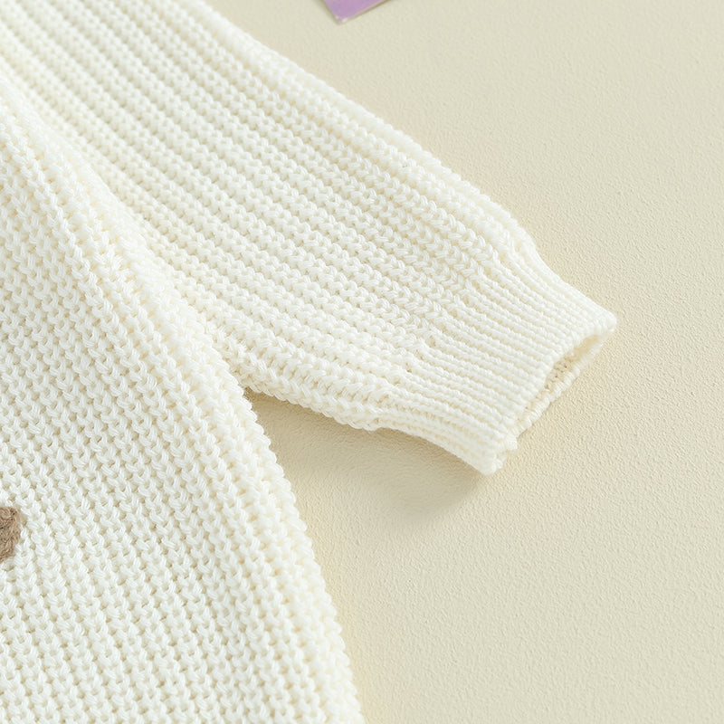 Girls Embroidered Little Sister Script Knit Sweater