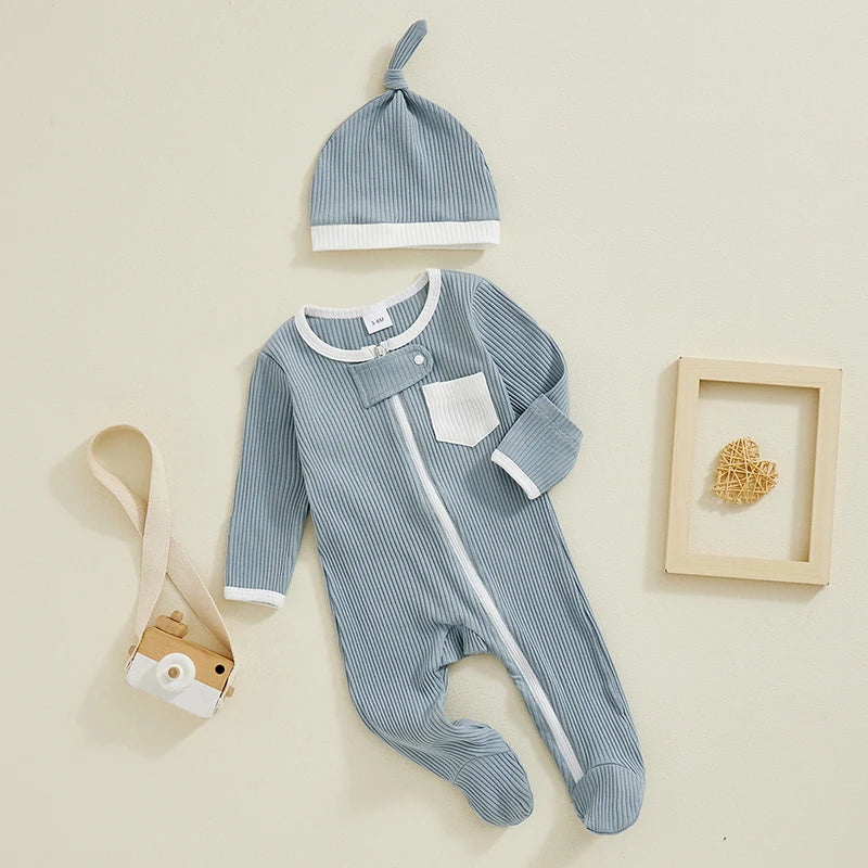 Baby Ribbed Zip Pajamas, Unisex