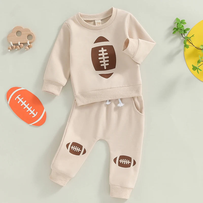 Football Knee Print Sweatshirt Pant Set, Unisex