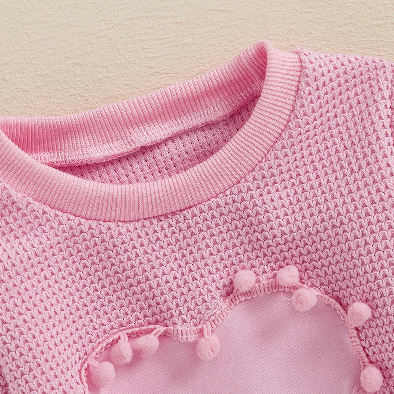 Girls Waffleknit Heart Shirt