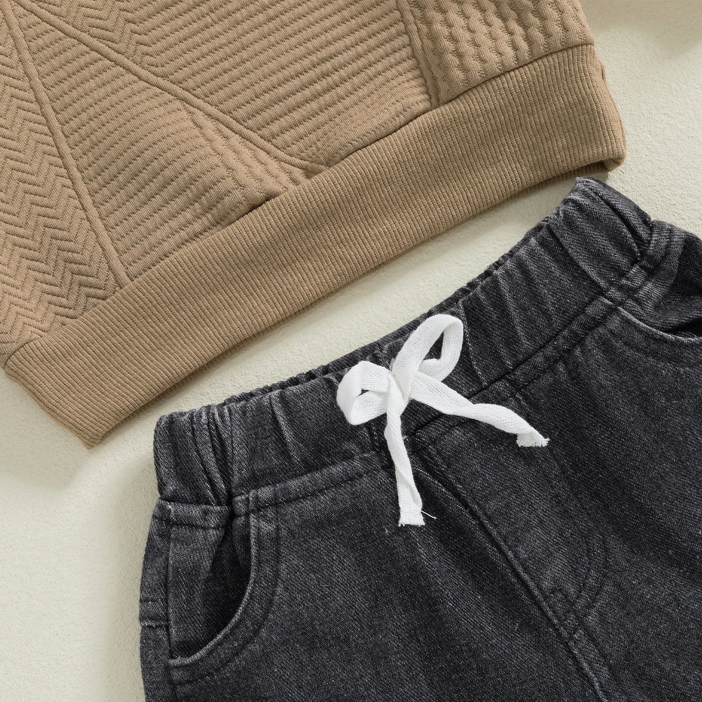 Boys Ripple Knit Sweatshirt Ripped Pant Set