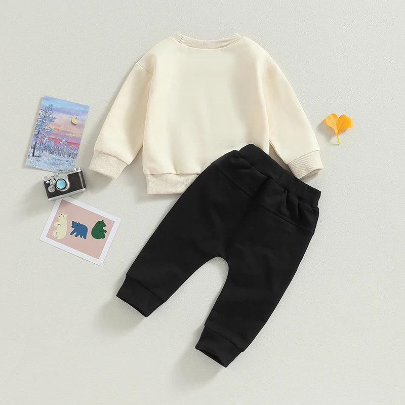 Boys Embroidered Bear Sweatshirt Pant Set