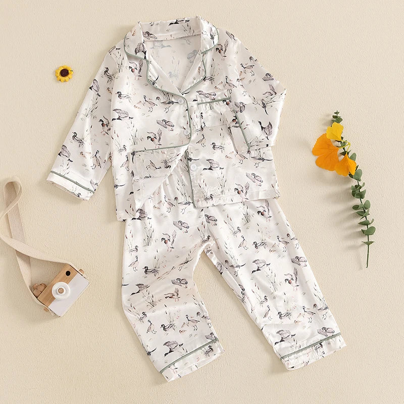 Duck Wetlands Collared Button Pajamas, Unisex