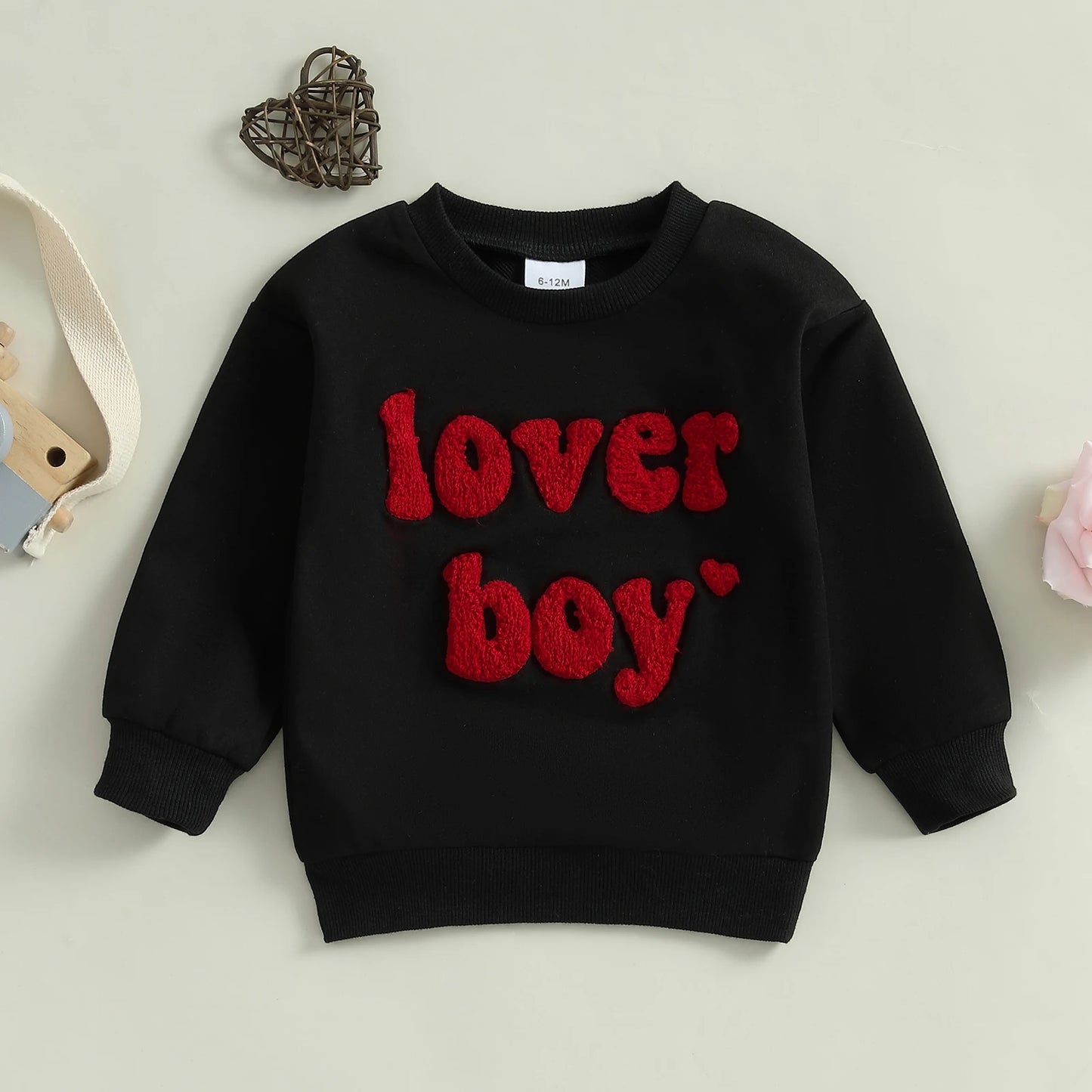 Boys Embroidered Lover Boy Heart Sweatshirt