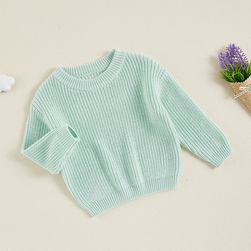 Girls Casual Solid Knit Sweater