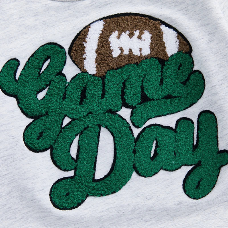 Boys Game Day Football Embroidered Sweatshirt Pant Set