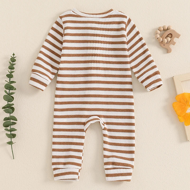 Striped Waffle Knit Zip Pajamas