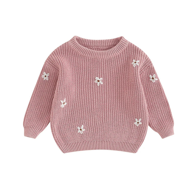 Girls Flower Knit Sweater