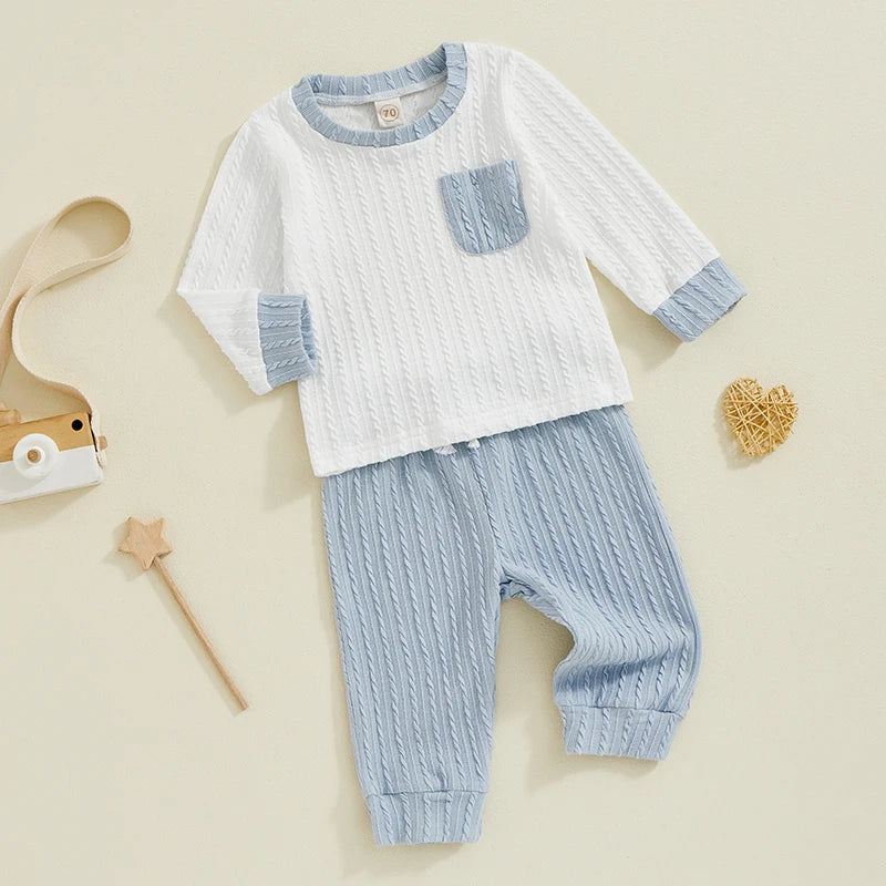 Boys Detail Knit Pocket Shirt Pant Set