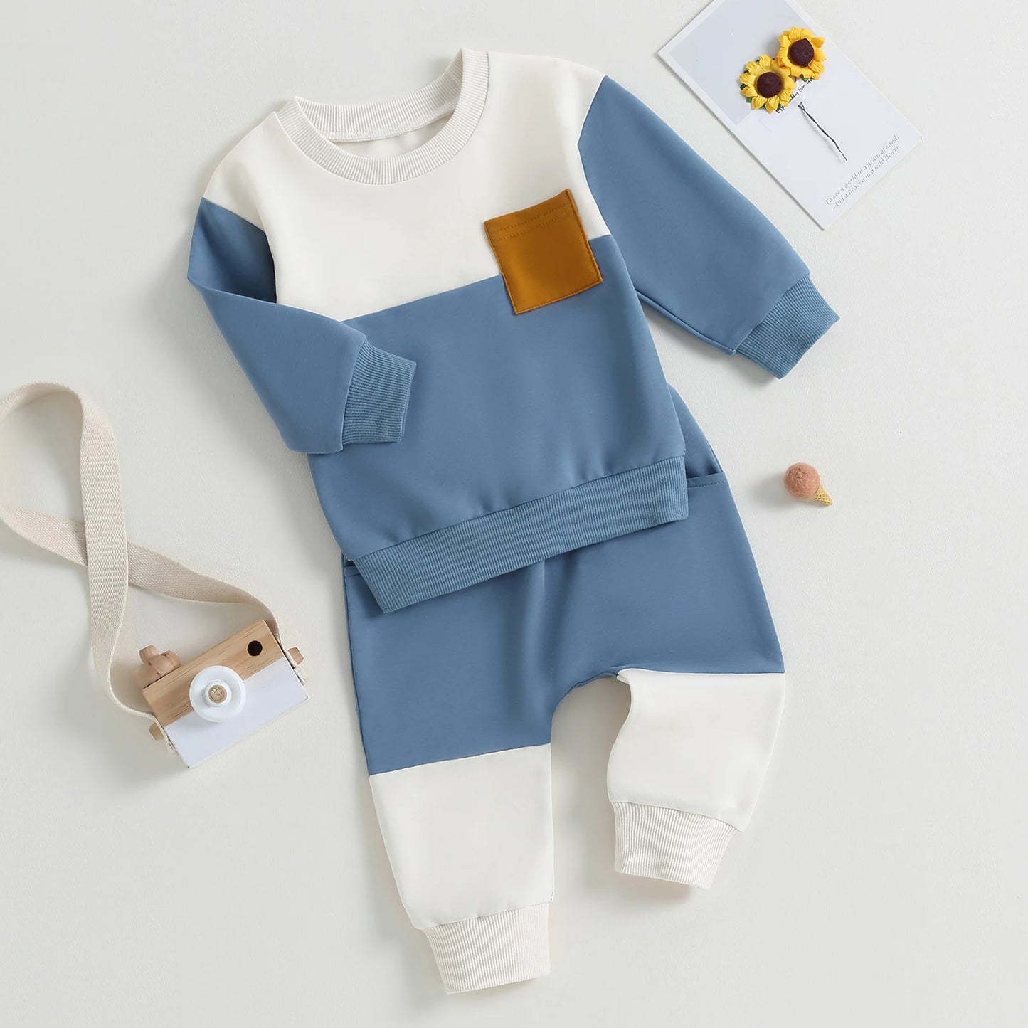 Boys Color Block Sweatshirt Set