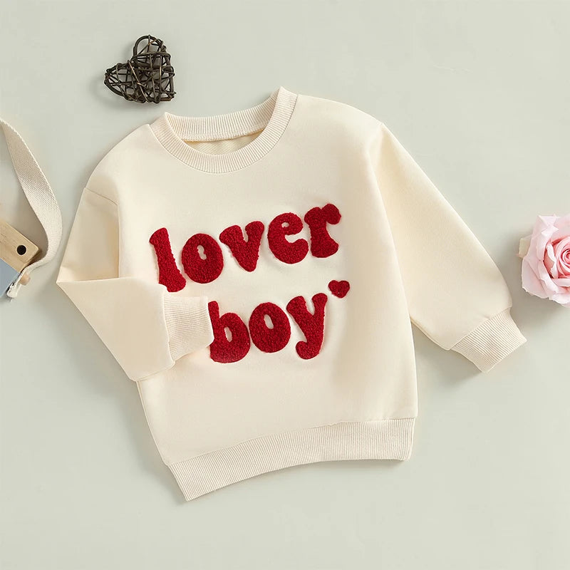 Boys Embroidered Lover Boy Heart Sweatshirt