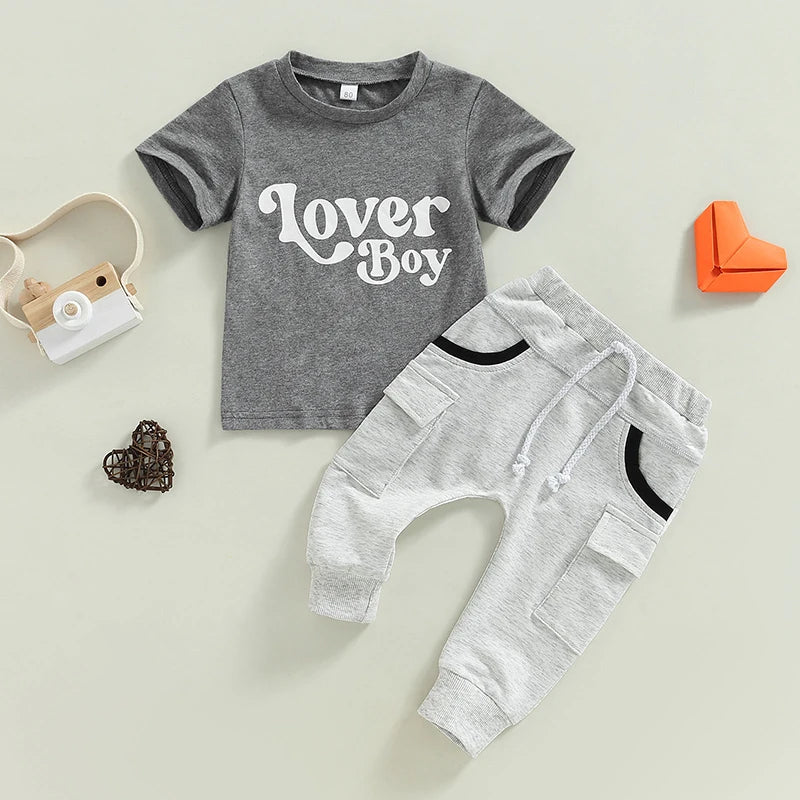 Boys Lover Boy Print Shirt Jogger Set