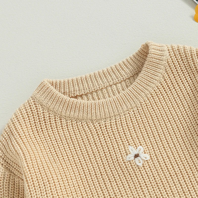 Girls Flower Knit Sweater