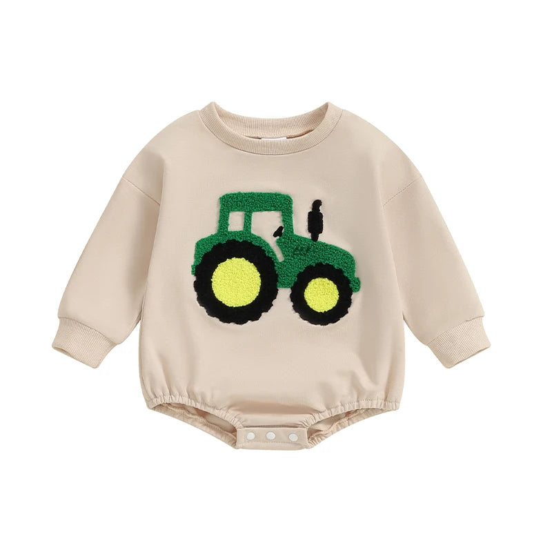 Boys Embroidered Tractor Bubble