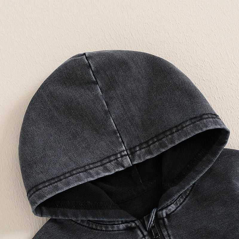 Black Denim Pocket Hoodie & Pant Set