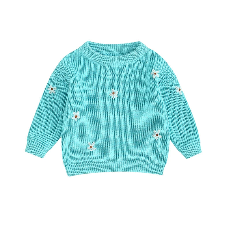 Girls Flower Knit Sweater