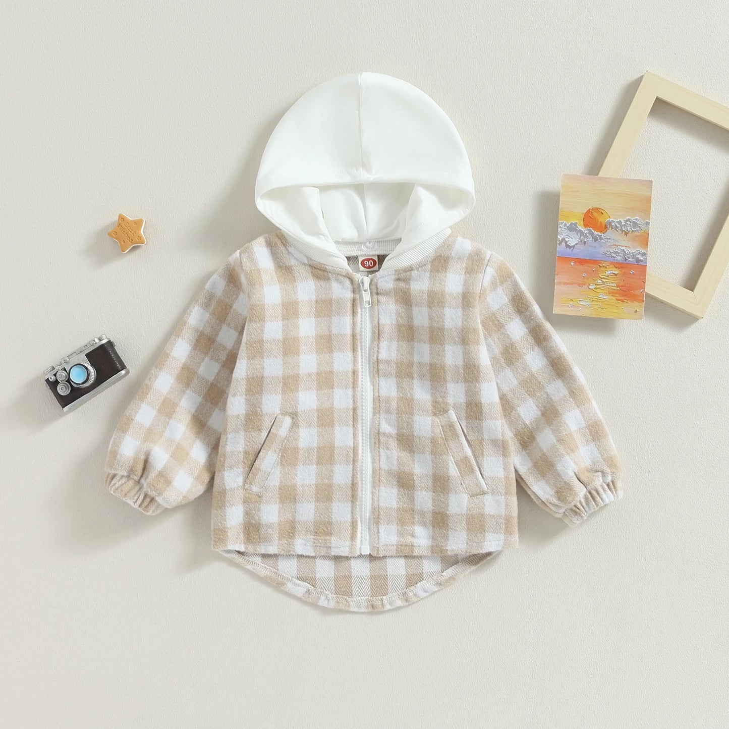 Plaid Hooded Zip Jacket, Unisex