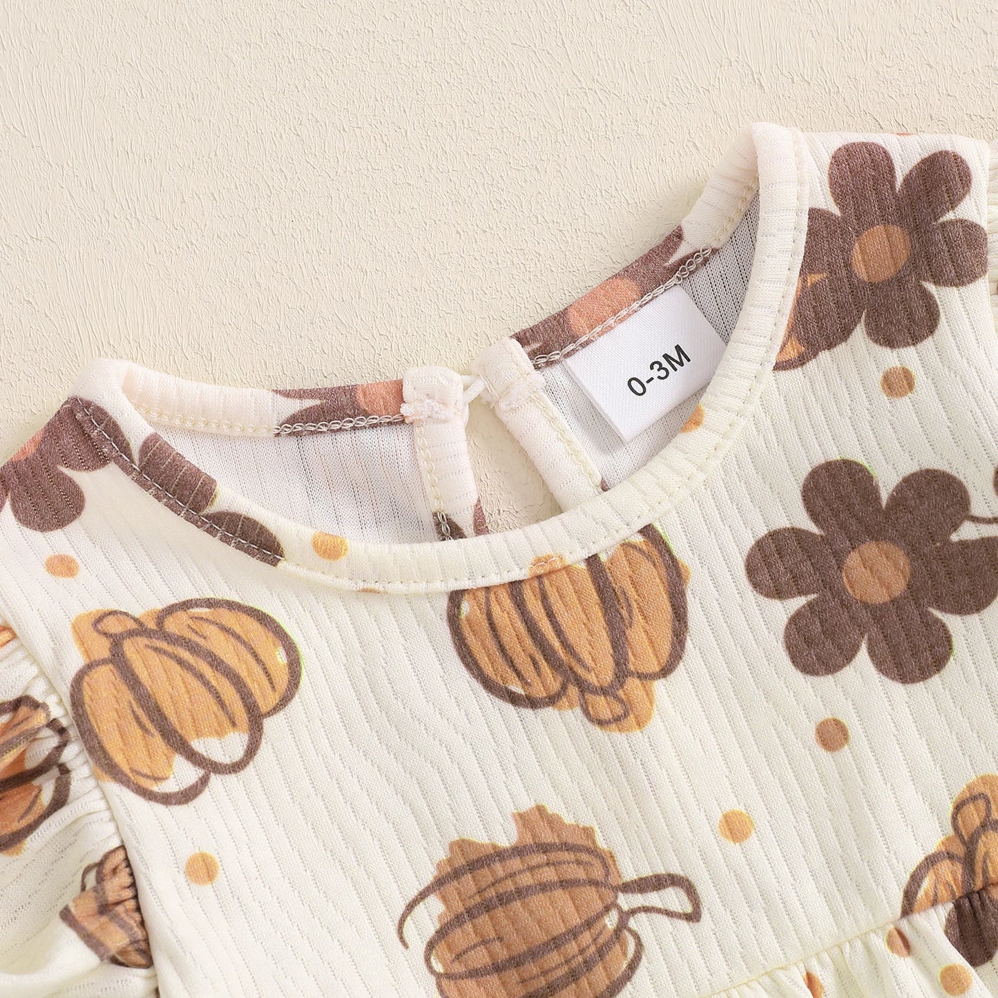 Girls Pumpkin Flower Ruffle Romper