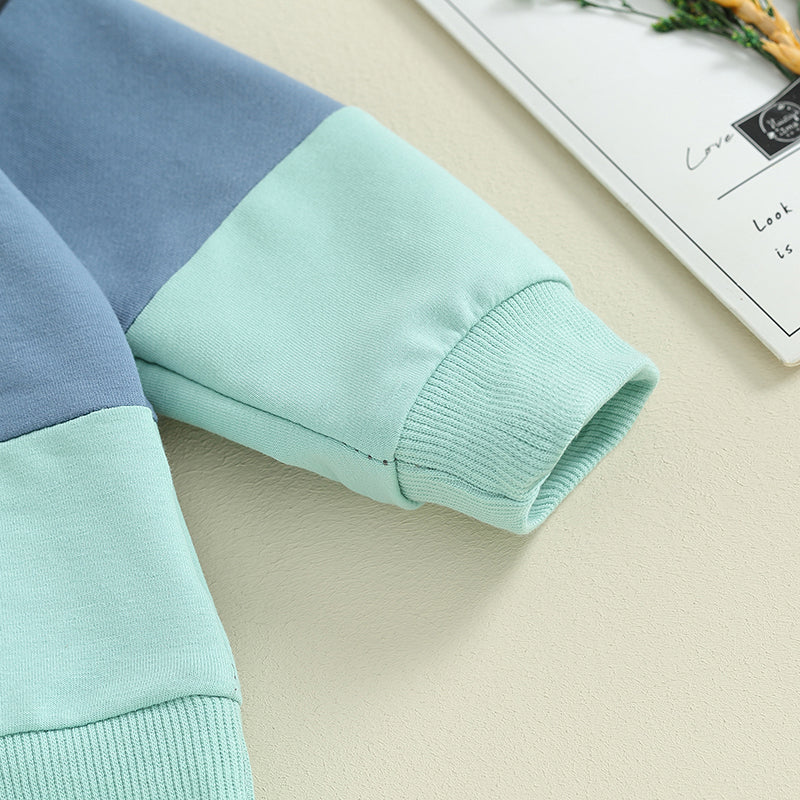 Boys Contrast Color Pocket Hoodie Pant Set