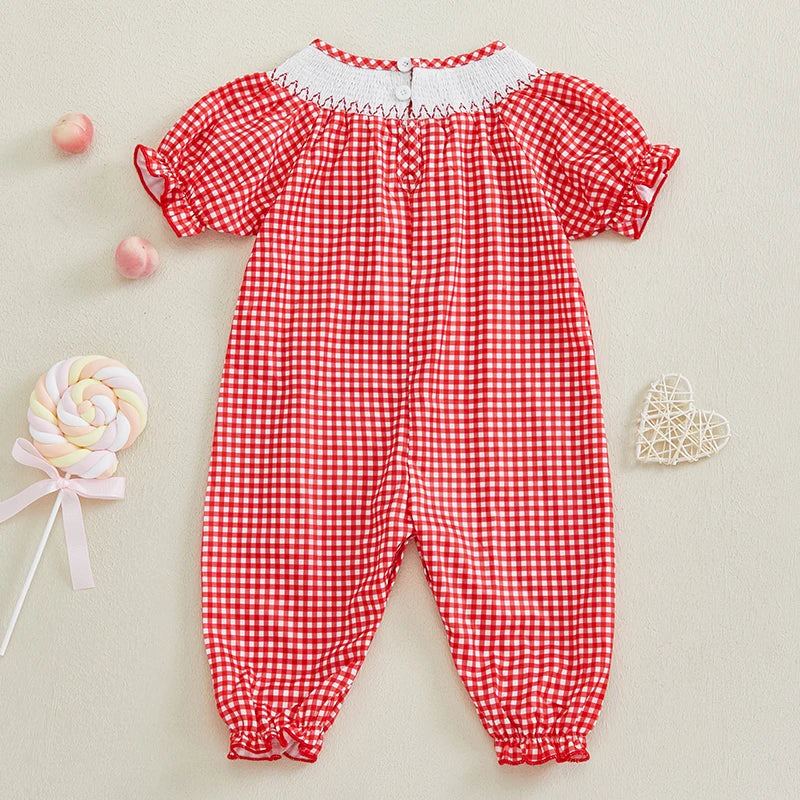 Girls Embroidered Heart Romper
