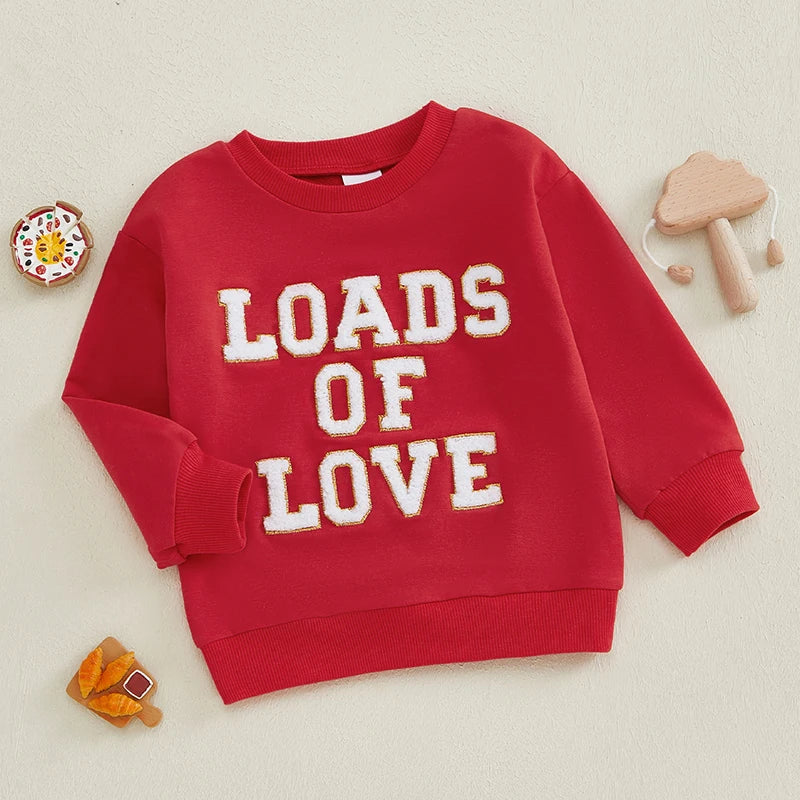 Boys Embroidered "I Dig You" or "Loads of Love" Sweatshirt