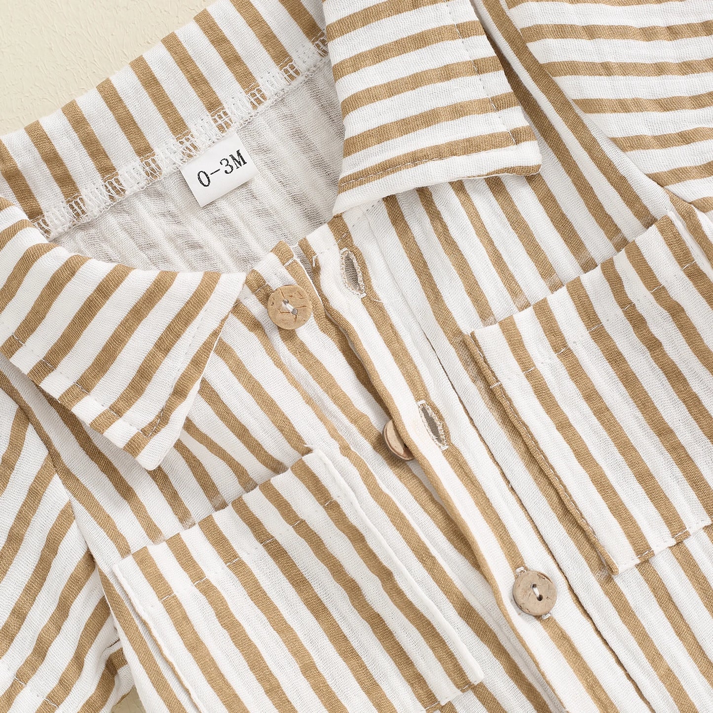 Boy Collared Striped Pocket Romper