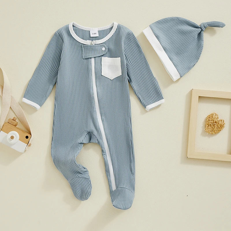 Baby Ribbed Zip Pajamas, Unisex