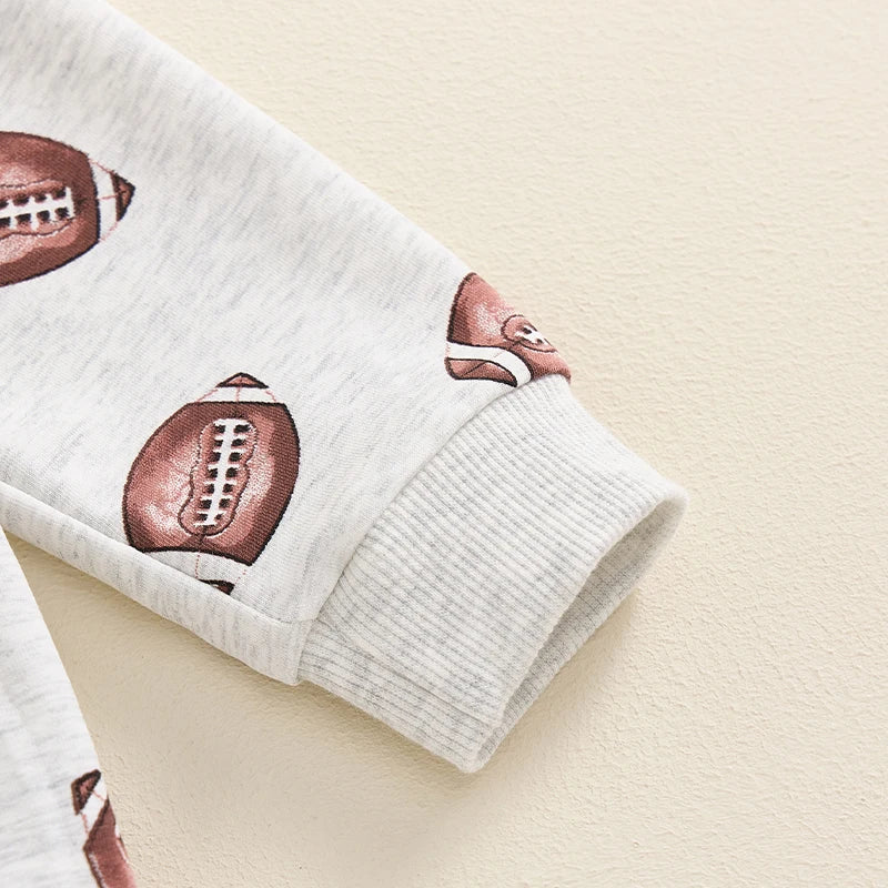 Football Print Sweatshirt Pant Set, Unisex