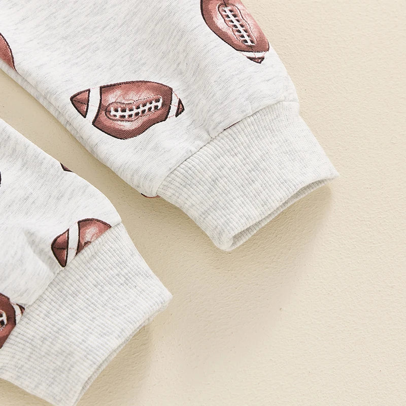 Football Print Sweatshirt Pant Set, Unisex