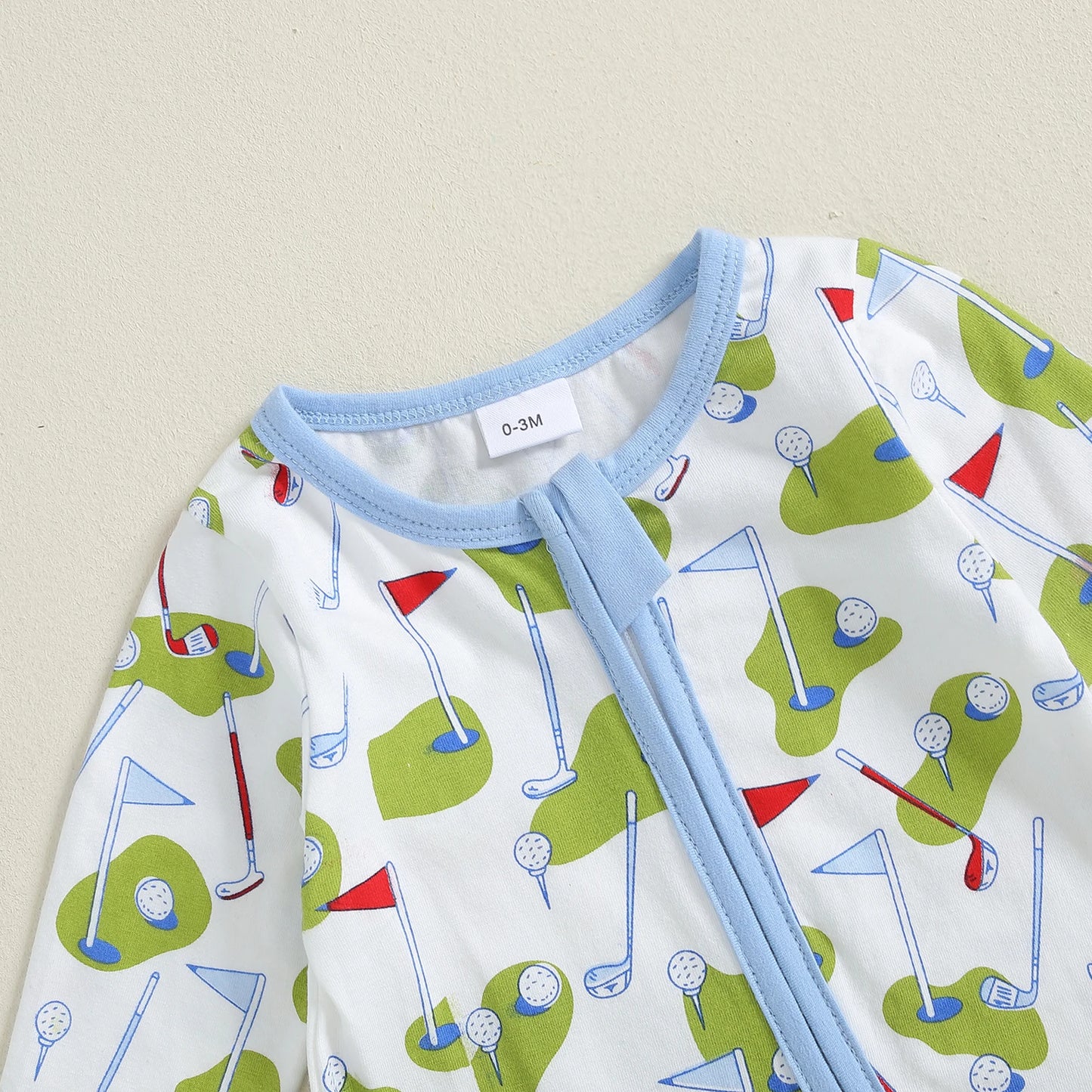 Golf Print Zip Footie Pajamas, Unisex