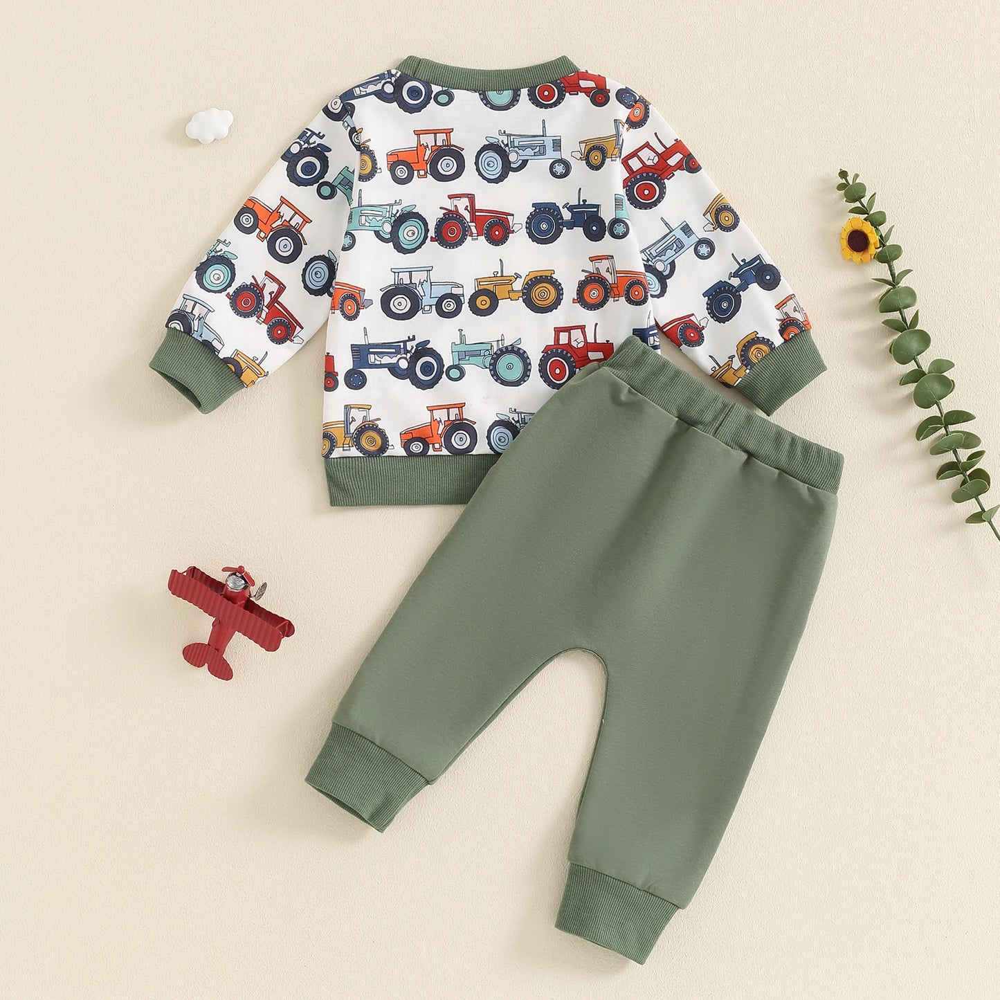 Boys Farm Tractors Pocket Sweatshirt Pant Set