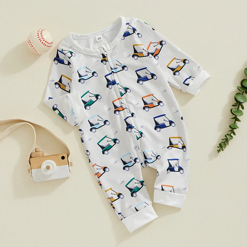 Baby Boys Golf Cart Zip Pajamas