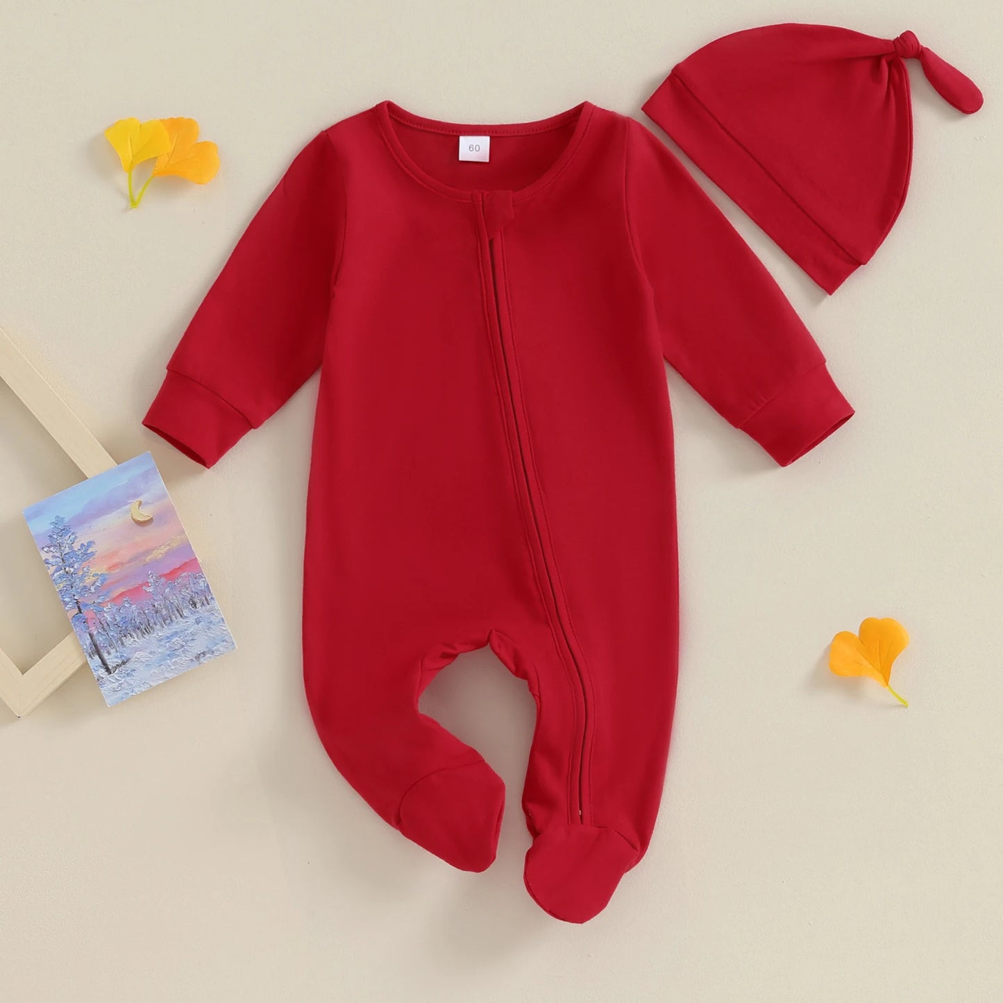 Full Zip Pajama Hat Set, Unisex