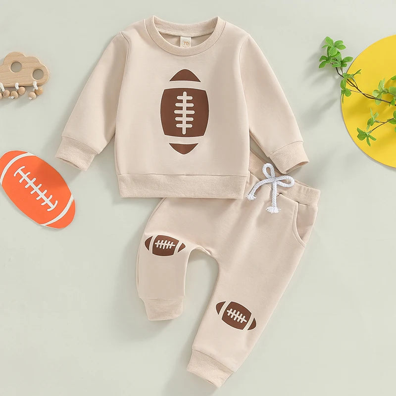 Football Knee Print Sweatshirt Pant Set, Unisex