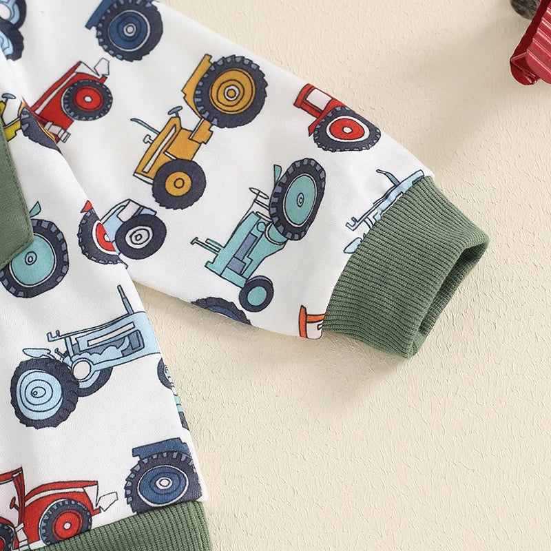 Boys Farm Tractors Pocket Sweatshirt Pant Set