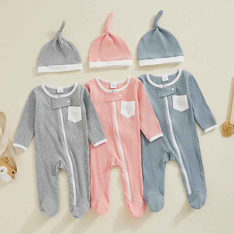 Baby Ribbed Zip Pajamas, Unisex