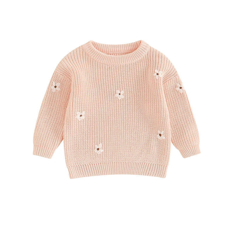Girls Flower Knit Sweater