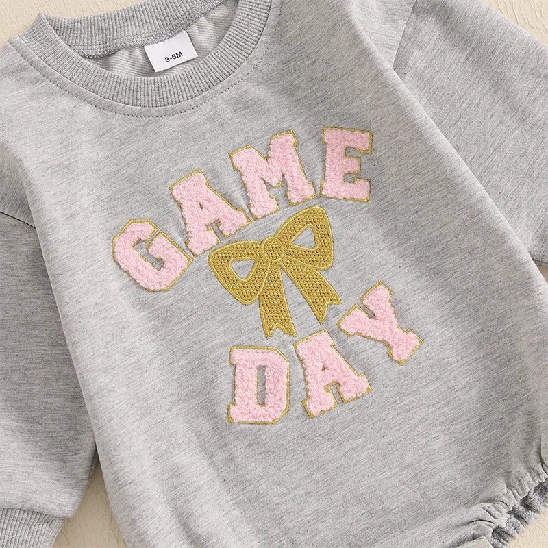 Girls Embroidered Ribbon Game Day Bubble