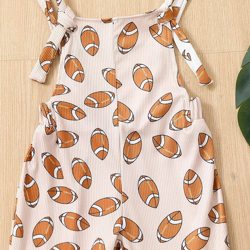 Girls Football Print Flared Romper
