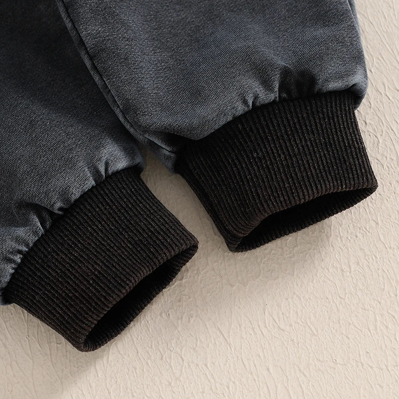 Black Denim Pocket Hoodie & Pant Set