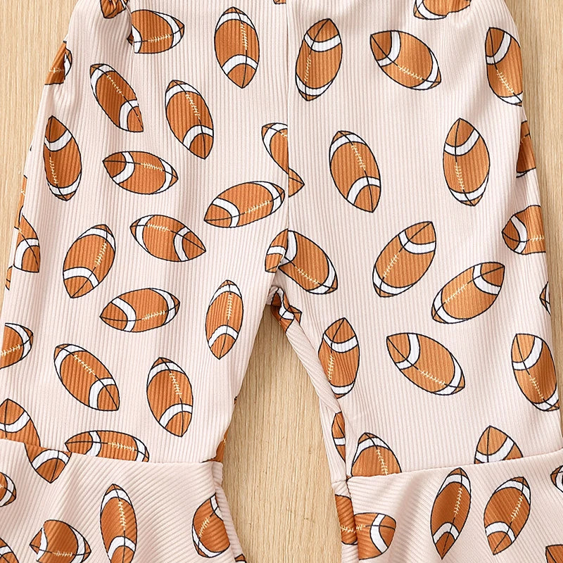 Girls Football Print Flared Romper