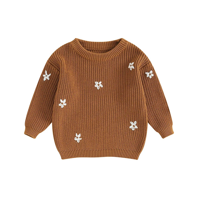 Girls Flower Knit Sweater