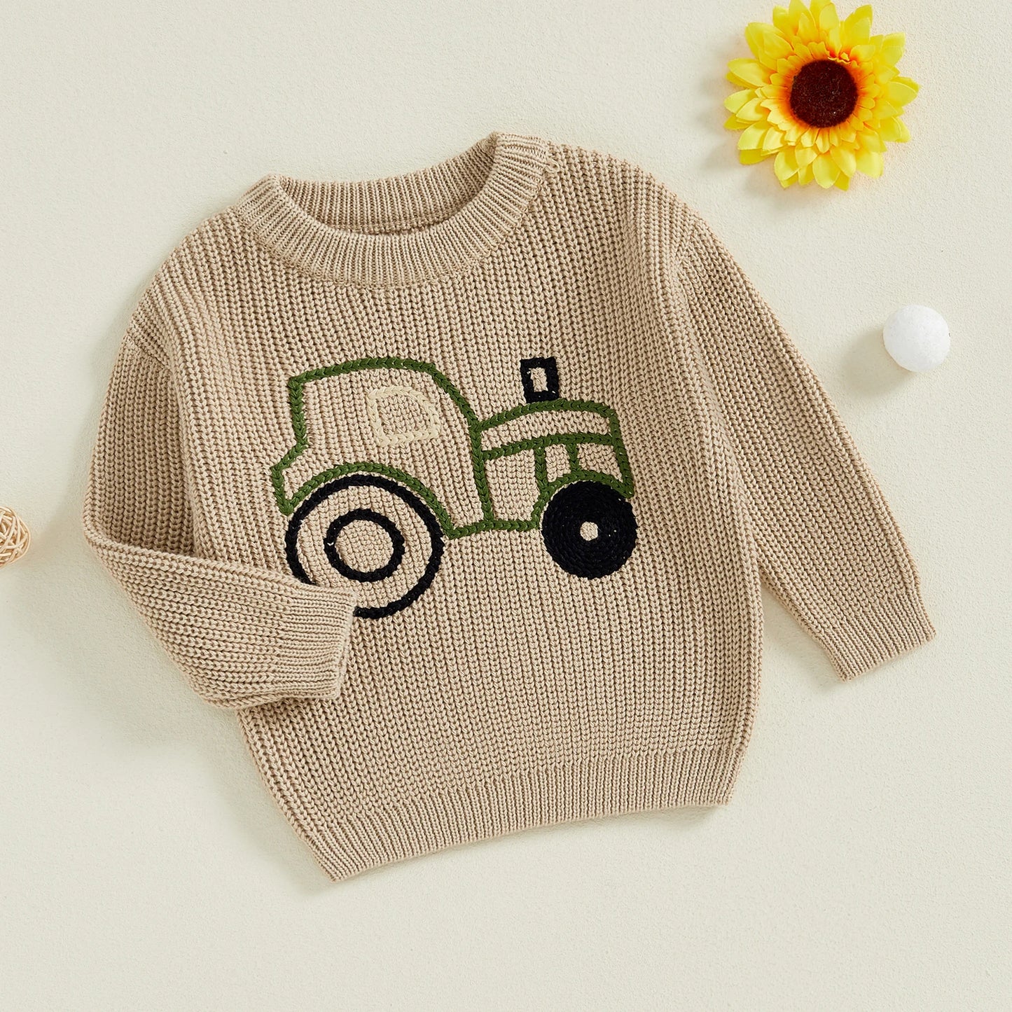 Embroidered Tractor Knit Sweater, Unisex