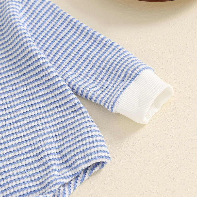 Boys Waffle Knit Striped Bubble