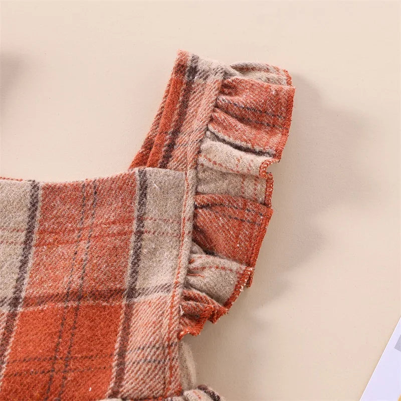 Girls Fall Plaid Ruffle Dress