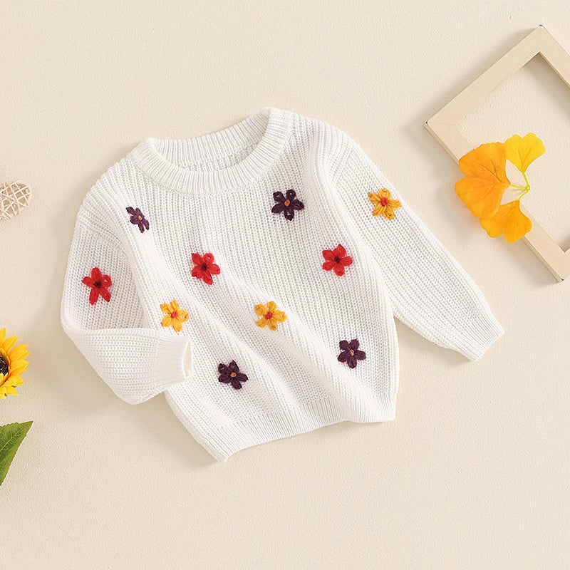 Girls Flower Knit Sweater